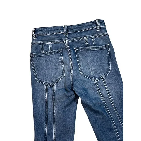 Free People Womens Mid-Rise Flare Leg Jeans Size 25 Seam Detail Y2K 90s Skater - Picture 4 of 6